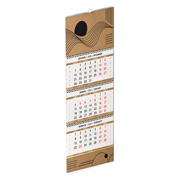 Конструкция упаковки Календарь квартальный на пружине (Calendar 40_2)